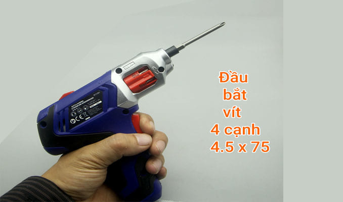 Đầu bắn vít 4 cạnh đường kính 4.5 được lắp vào máy khoan