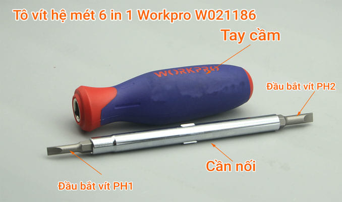 Cấu tạo của tô vít hệ mét 6 trong 1 Workpro W021186