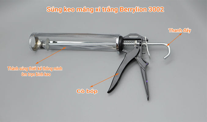 Các bộ phận của súng keo máng  xi trắng Berrylion 3002